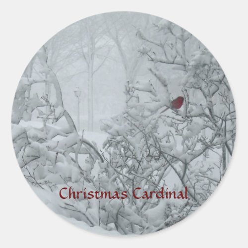 Cardinal Christmas Classic Round Sticker