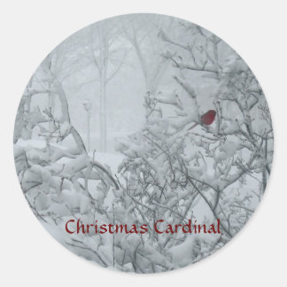 Cardinal Christmas Classic Round Sticker
