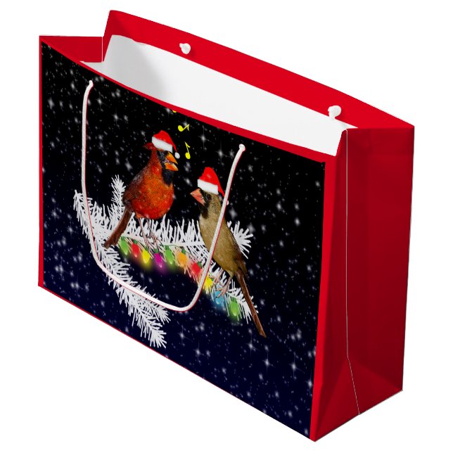 Cardinal Christmas Gift Bag (Front Angled)