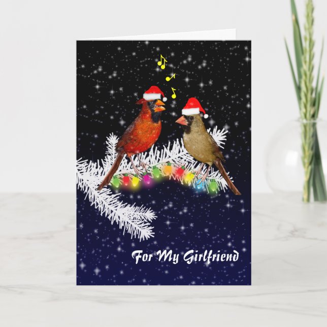 Cardinal Christmas Girlfriend (enter your message) Card (Front)