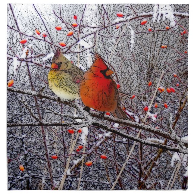 Cardinal Christmas Napkins (Front)