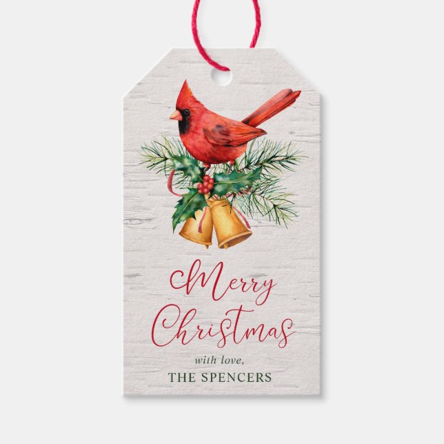 Cardinal Christmas Personalized Gift Tags (Front)