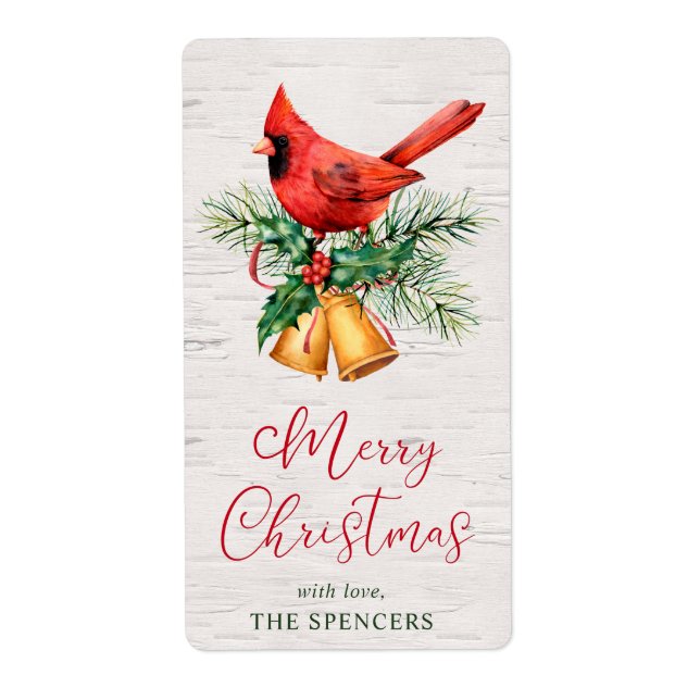 Cardinal Christmas Personalized Label (Front)