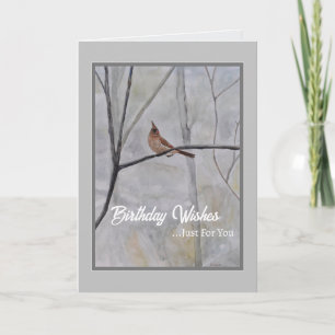 Cardinal Country Winter Birthday Card