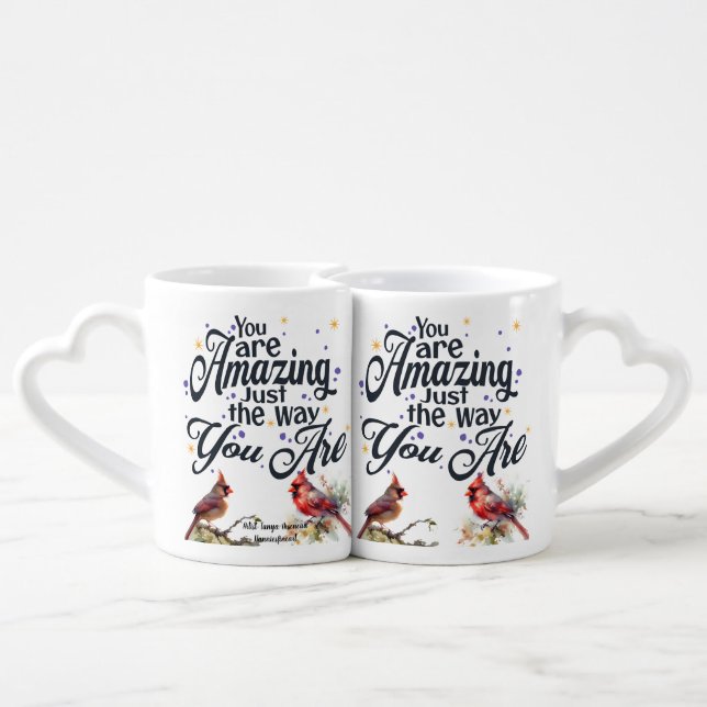 Cardinal Couple Brown/ Red Coffee Mug Set (Back Nesting)