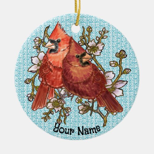 Cardinal Couple custom name ornament