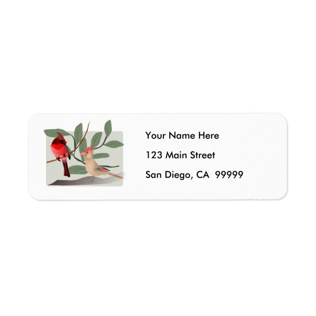 Cardinal Couple in the Tree Branches Label (Front)