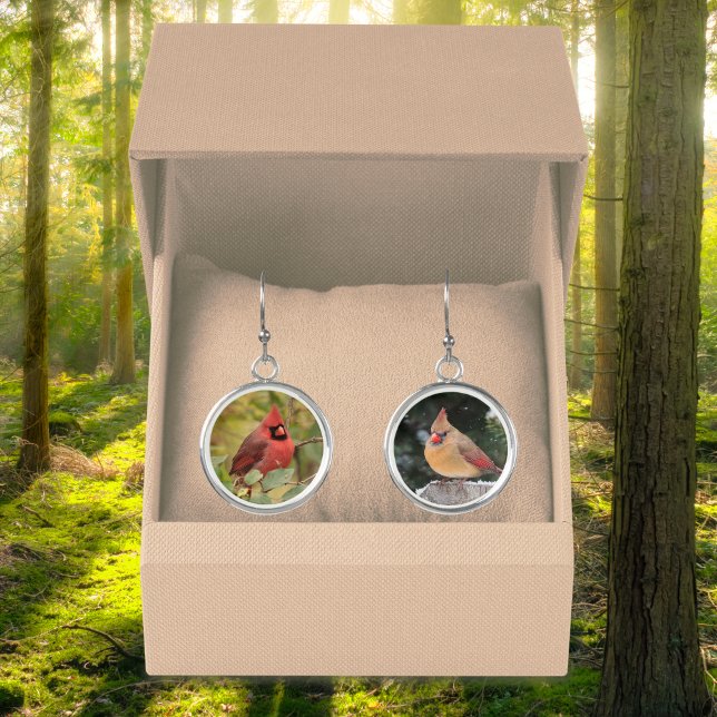 Cardinal Earrings Gift for Bird Lovers (For the cardinal lover, these coordinated male and female bird photos are sure to be a hit!)