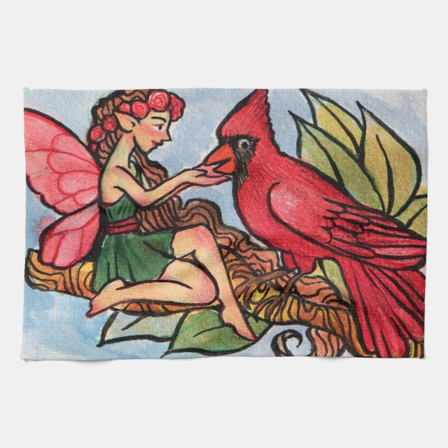 Cardinal Fairy                                     Kitchen Towel (Horizontal)