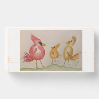 Cardinal Family Wooden Art  Box Sign