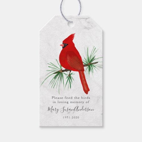 Cardinal Feed the Birds in Loving Memory Funeral Gift Tags