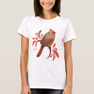 Women's V-Neck Bird Shirt Winter Birds T Shirt Cardinal Blue Jay