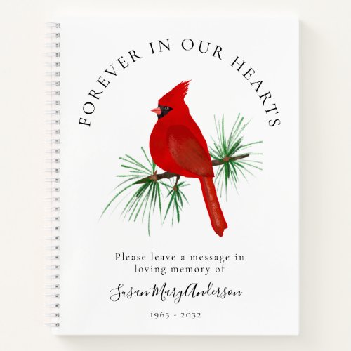 Cardinal Forever in Our Hearts Funeral Guest Book