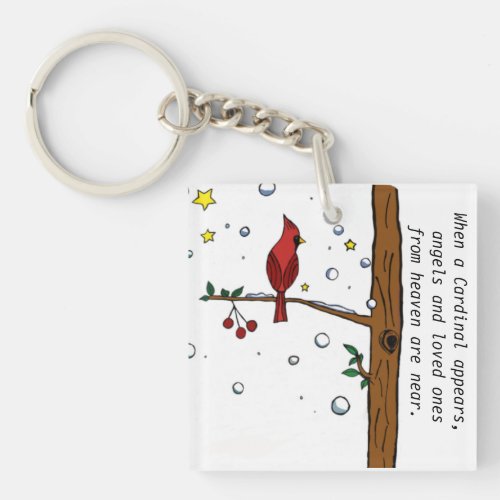 Cardinal from heaven angel keychain