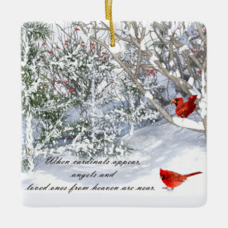 Cardinal from heaven ceramic ornament