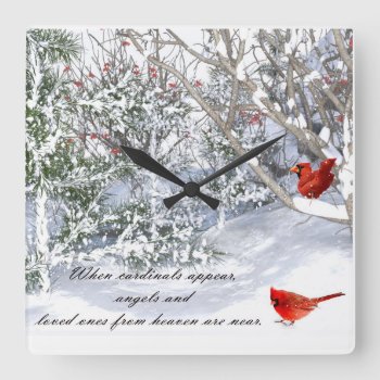 Cardinal From Heaven Clock by RenderlyYours at Zazzle