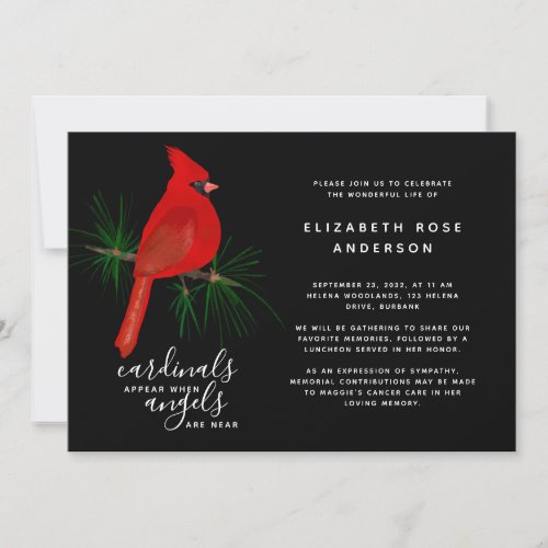 Cardinal Funeral Celebration of Life Invitation