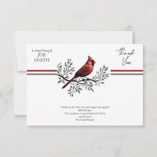 Cardinal Funeral Memorial Celebration of Life Thank You Card