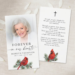 Cardinal Funeral Memorial Photo Cross Prayer Card