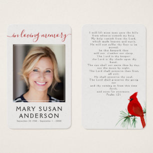 Cardinal Funeral Memorial Photo Prayer Card