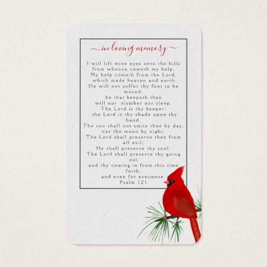 Cardinal Funeral Memorial Photo Prayer Card (Back)