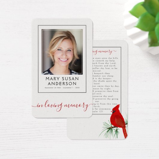 Cardinal Funeral Memorial Photo Prayer Card (Desk)