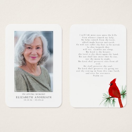 Cardinal Funeral Memorial Photo Prayer Card