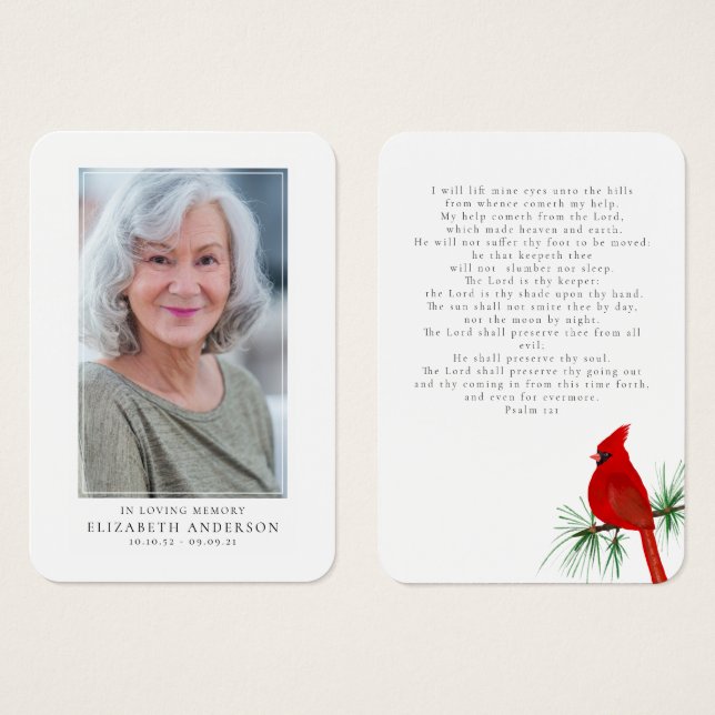 Cardinal Funeral Memorial Photo Prayer Card (Front & Back)