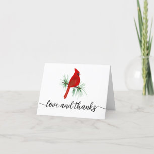 Cardinal Funeral Memorial Sympathy  Letterpress Thank You Card