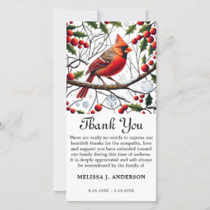Cardinal Funeral Memorial Sympathy Thank You Card