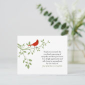 Cardinal Funeral Thank You Note Card Red Bird | Zazzle