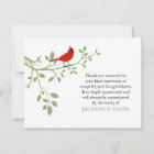 Cardinal Funeral Thank You Note Card Red Bird | Zazzle