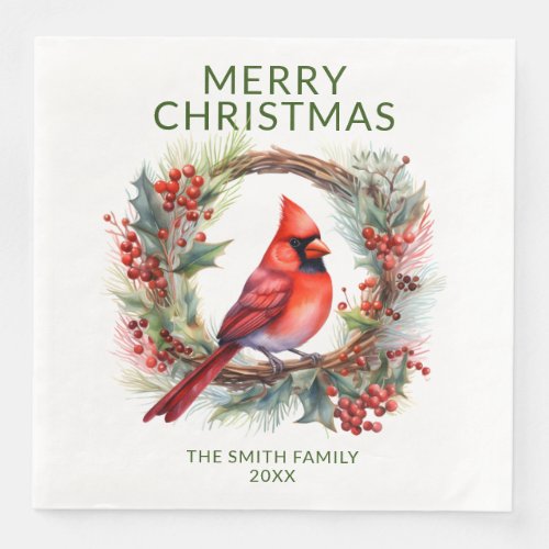 Cardinal Green Christmas Party Paper Dinner Napkins