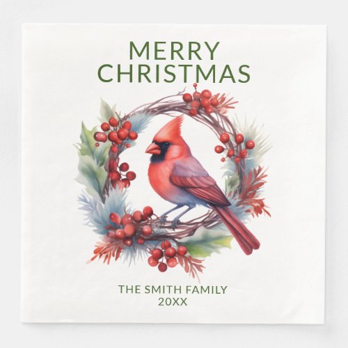 Cardinal Green Christmas Party Paper Dinner Napkins