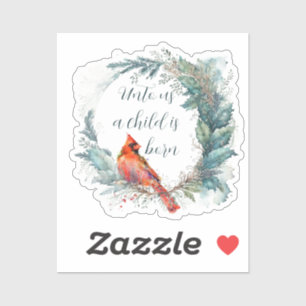 Cardinal Green Gold Holly Greenery Christian Quote Sticker