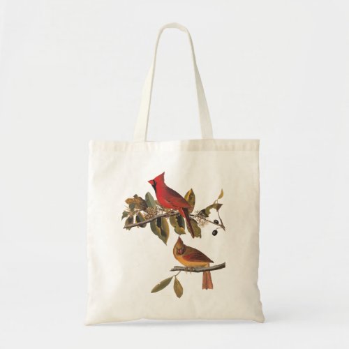 Cardinal Grosbeak Bird Pair Audubon Vintage Art Tote Bag