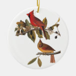 Cardinal Grosbeak Birds Vintage Audubon Bookplate Ceramic Ornament at Zazzle