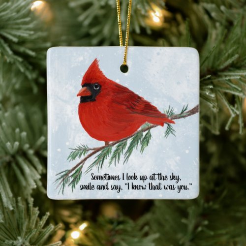 Cardinal Holiday Remembrance Ceramic Ornament