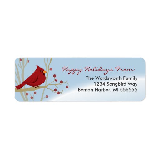 Cardinal Holiday Return Address Labels | Zazzle