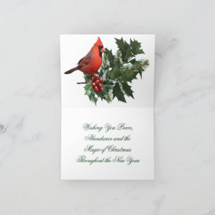 Cardinal Holly Christmas Card