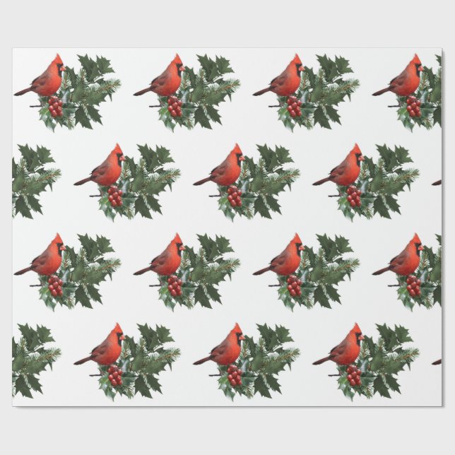 Cardinal Holly Wrapping Paper (Flat)