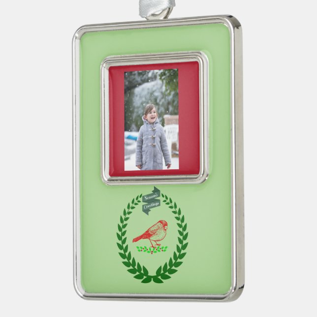 Cardinal Holly Wreath Keepsake Christmas Ornament (Left)