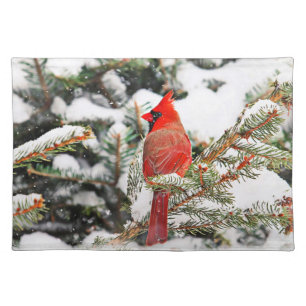 Cardinal in a pine tree placemat