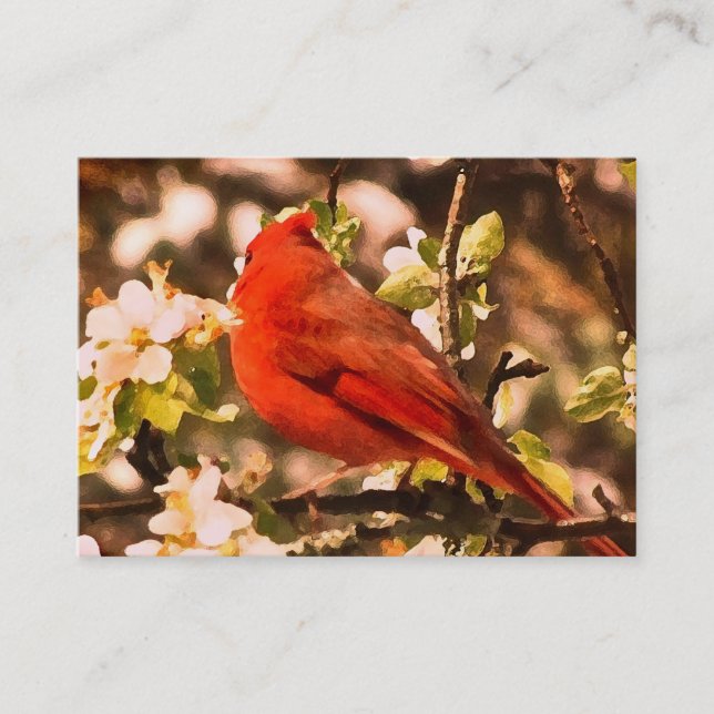 Cardinal in Apple Blossoms ATC Business Card (Front)