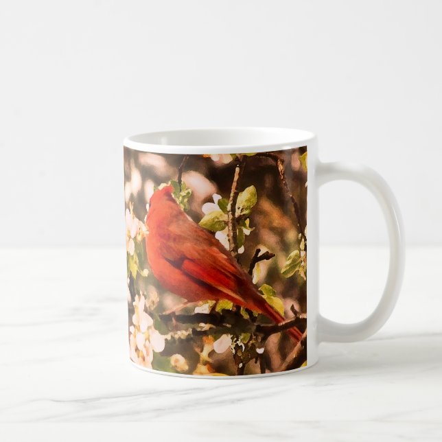 Cardinal in Apple Blossoms Coffee Mug (Right)