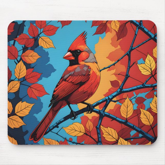 Cardinal in Autumn Mouse Pad (Front)
