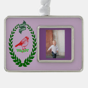 Cardinal in Christmas Tree and Special Photo Ornament