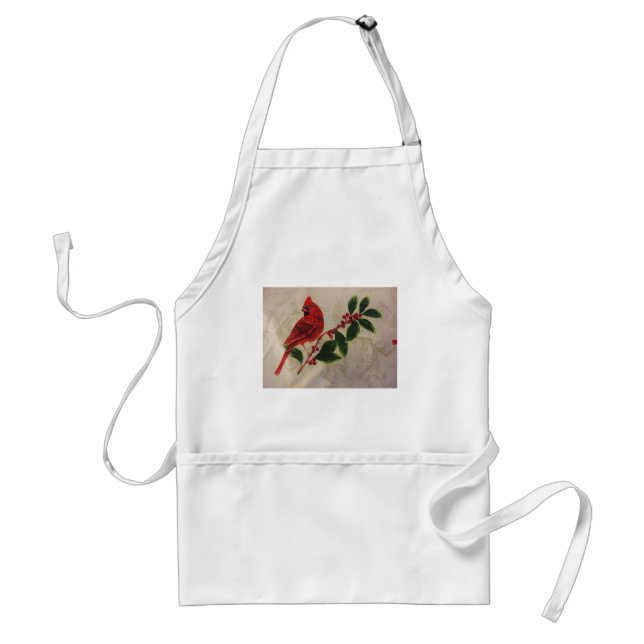 Cardinal in Holly Bush Adult Apron (Front)