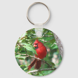 Cardinal in Holly Keychain