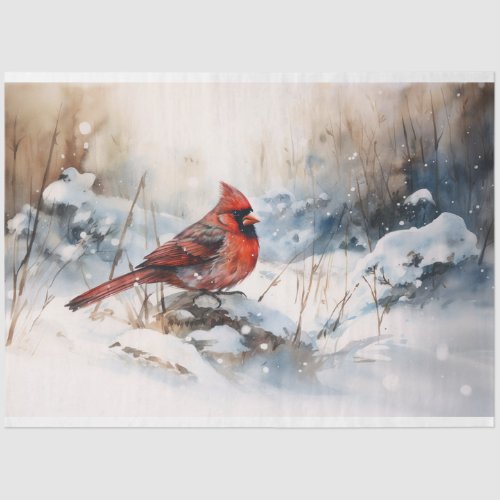 Cardinal in Snow 1 Decoupage Paper